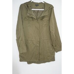 Eileen Fisher Jacket Womens Small Green Hooded Tencel Parka Coat Lightweight